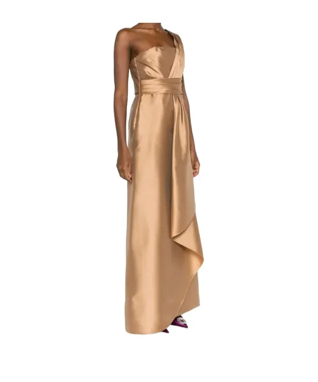 Mikado One-Shoulder Midi Dress