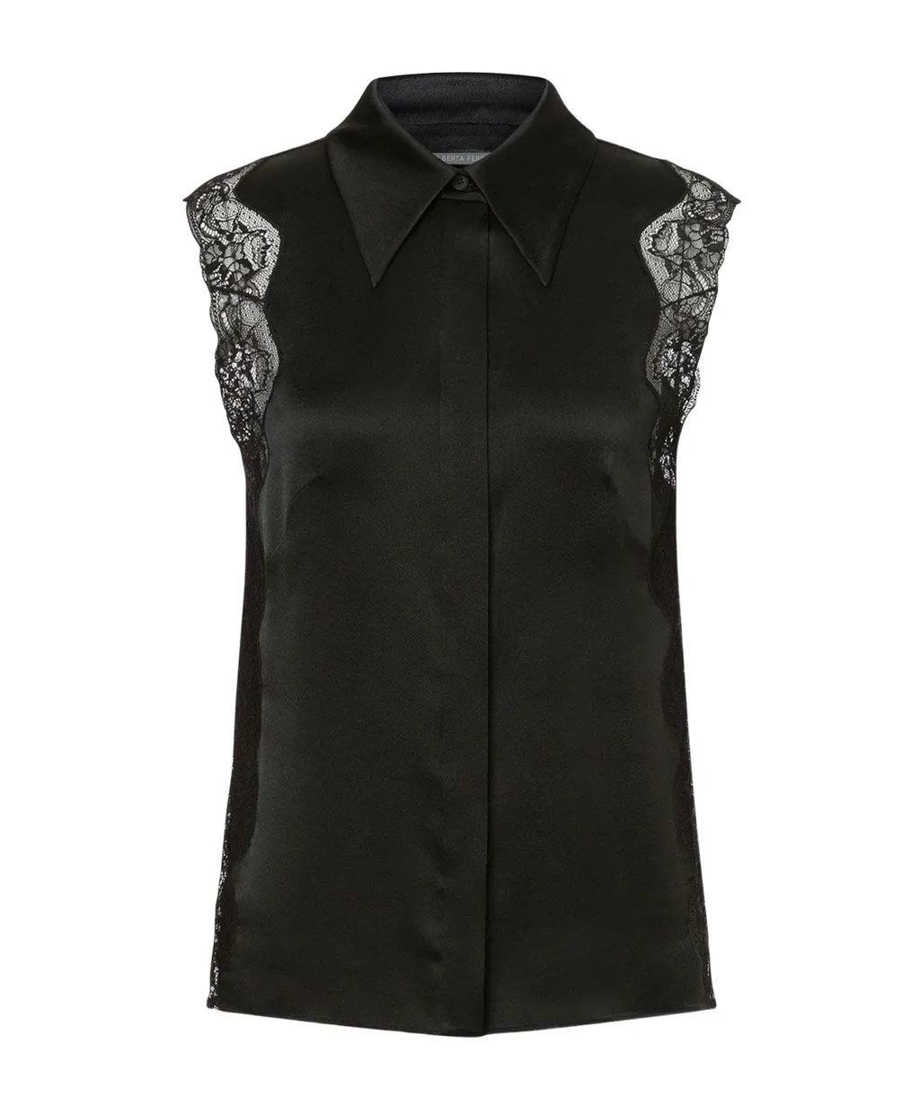 Lapel Sleeveless Shirt