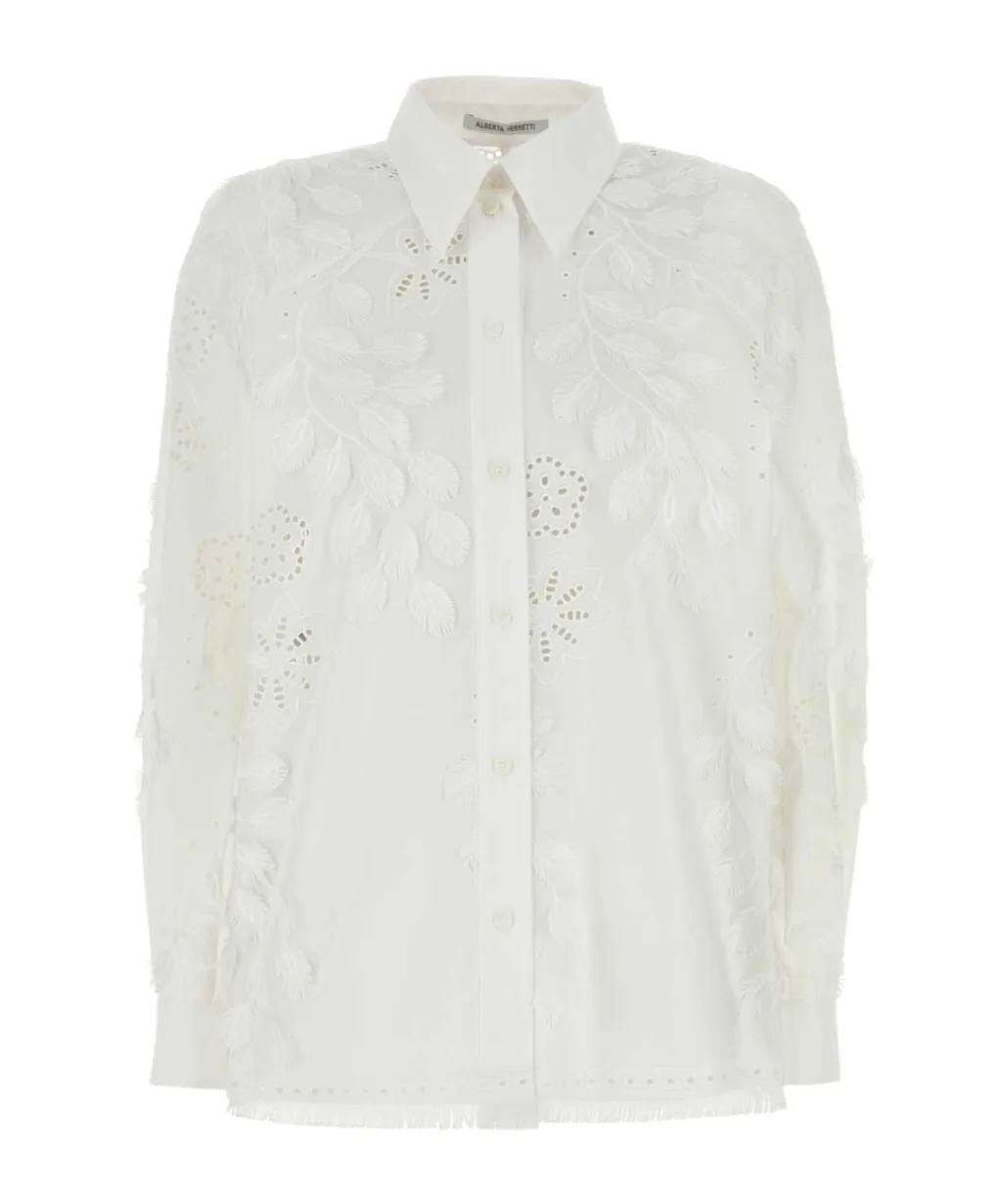 Floral Embroidered Poplin Shirt