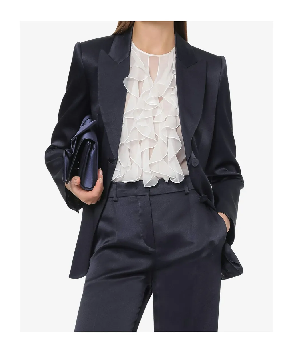 Buttoned Satin Blazer