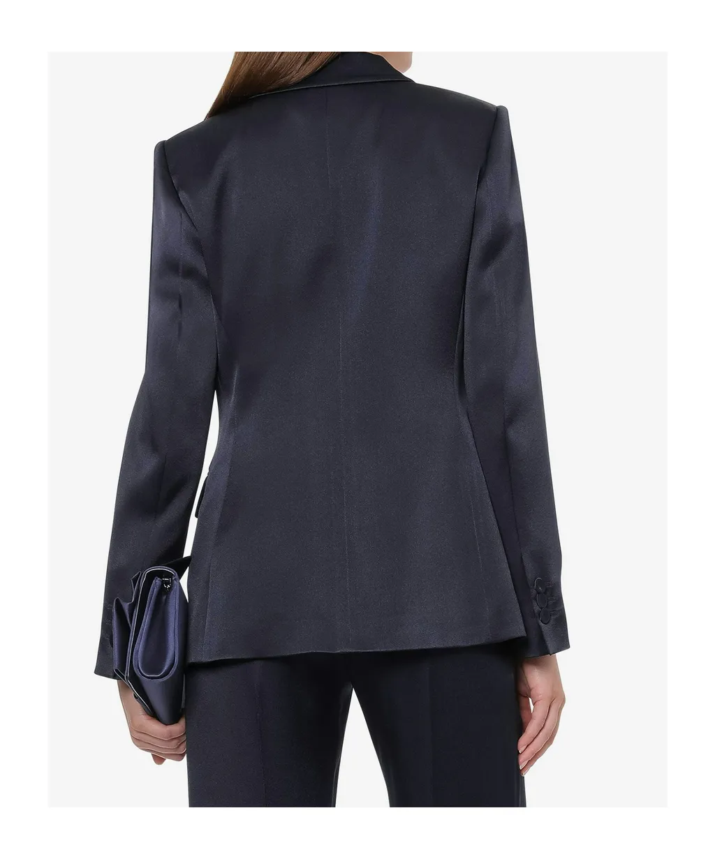 Buttoned Satin Blazer