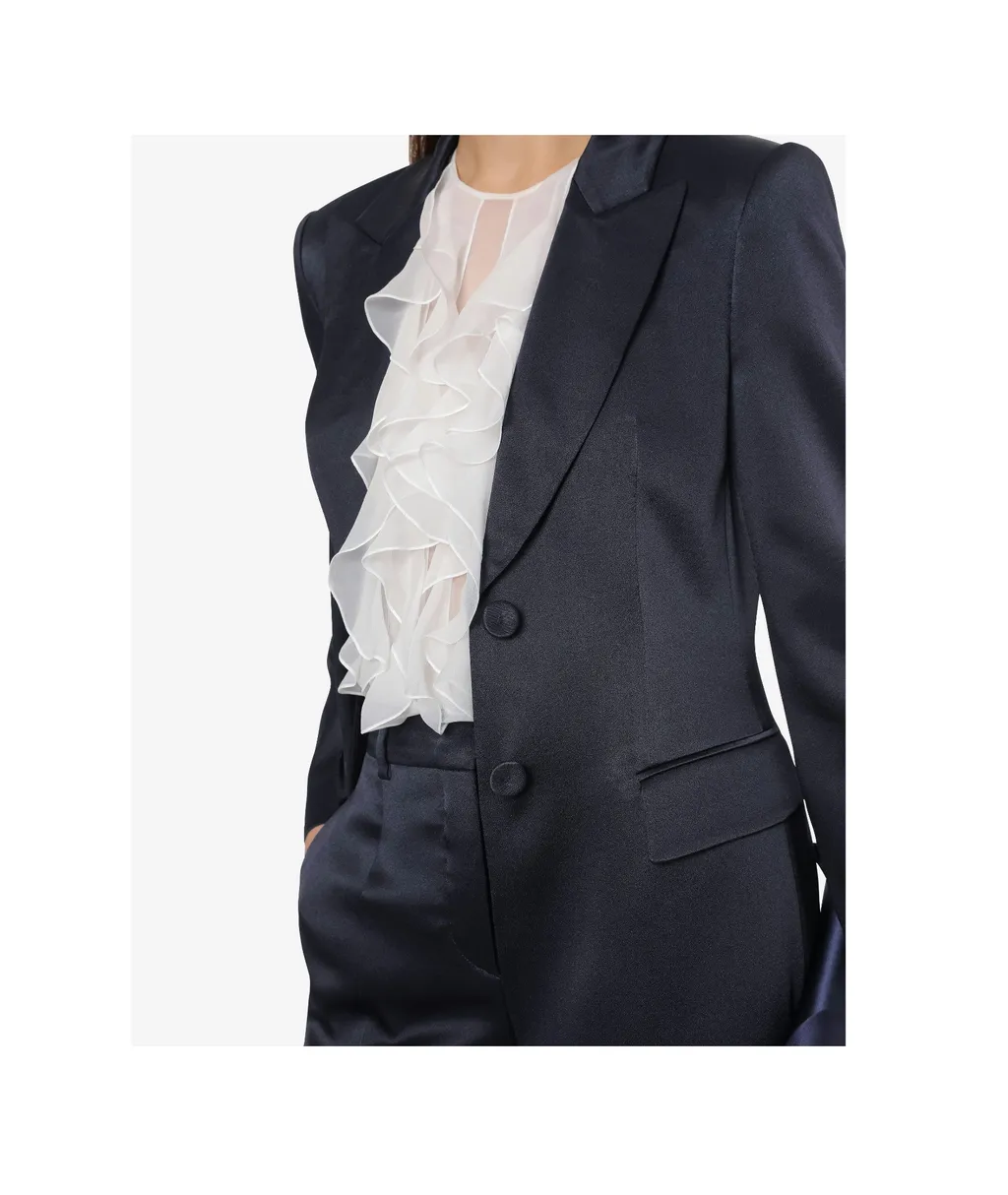 Buttoned Satin Blazer