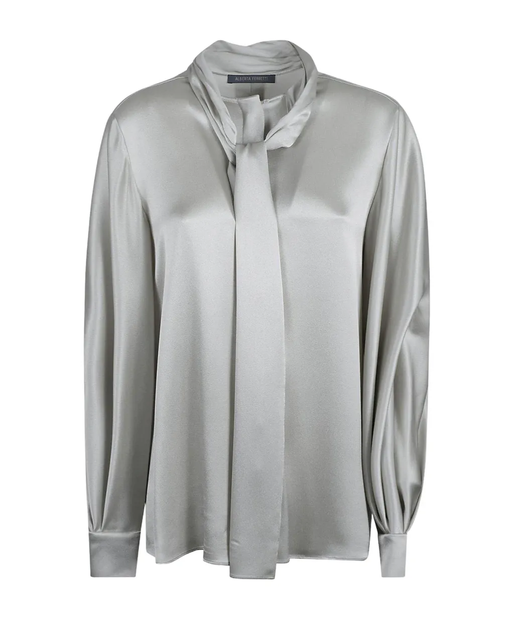 Tie-Neck Long-Sleeve Top