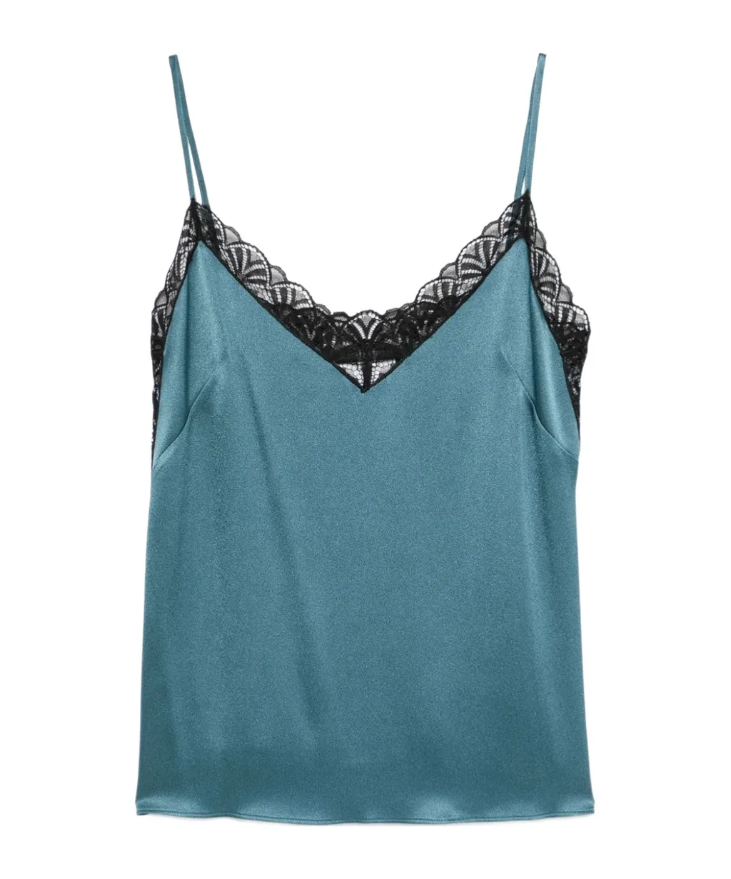 Lace-Detail Satin Top