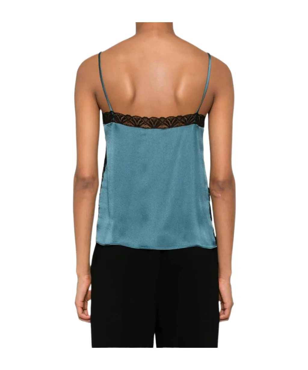 Lace-Detail Satin Top