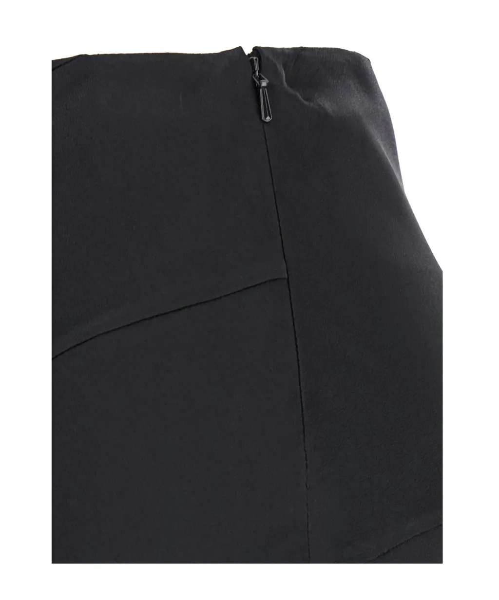 Fluted Side-Slit Satin Skirt