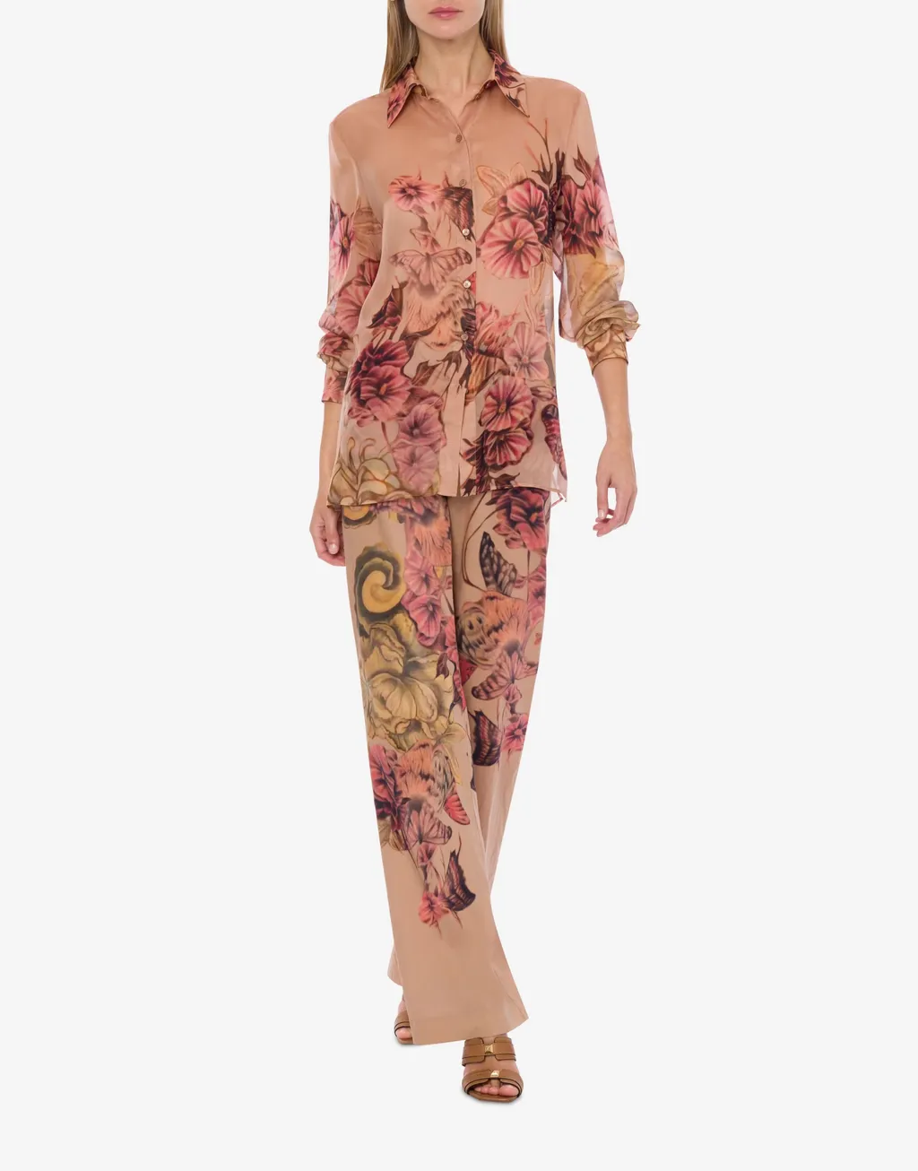 Tattoo-Print Silk Shirt