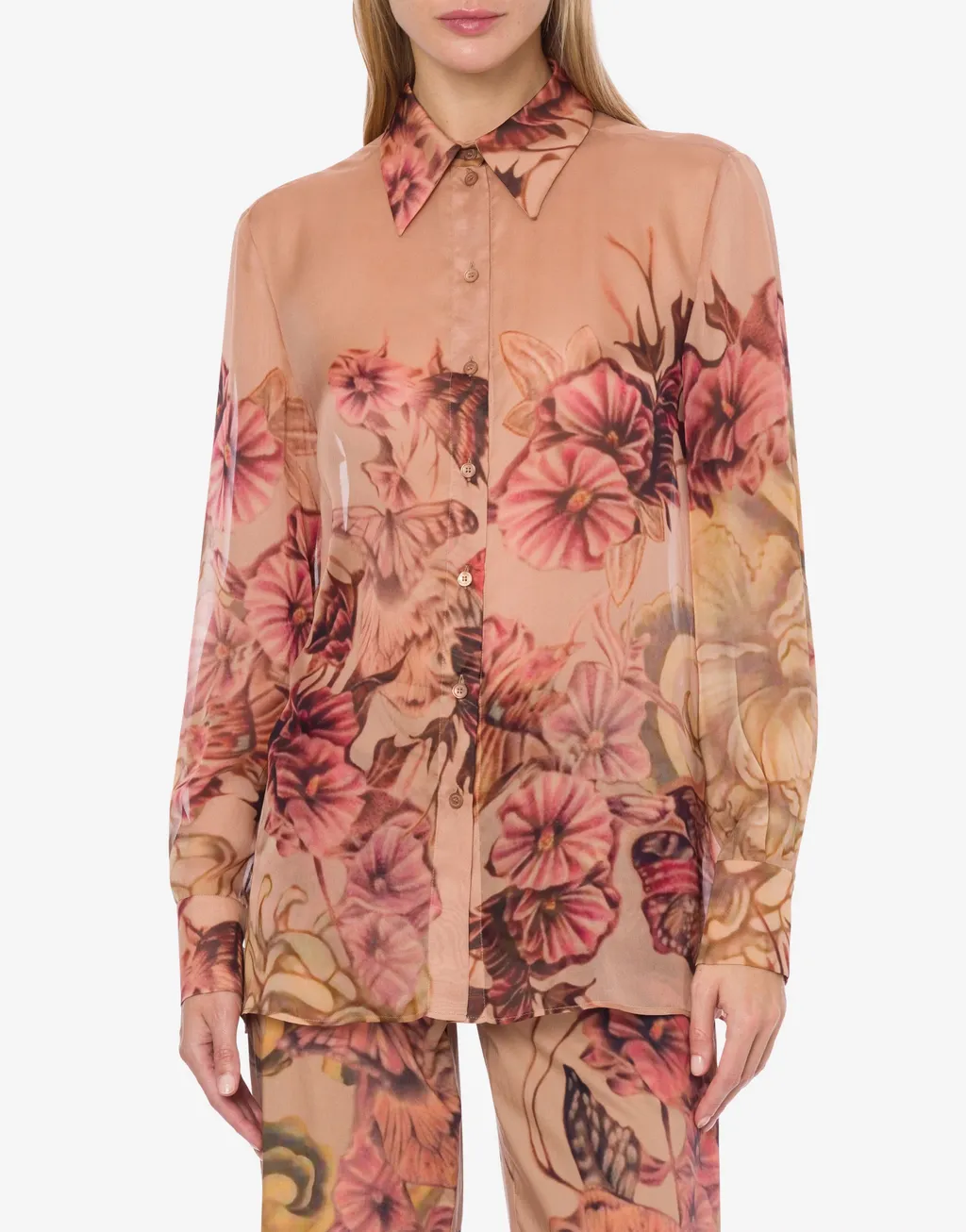 Tattoo-Print Silk Shirt