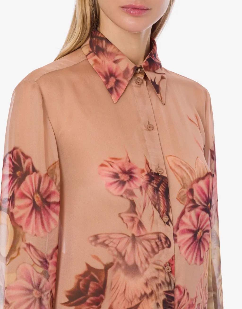 Tattoo-Print Silk Shirt