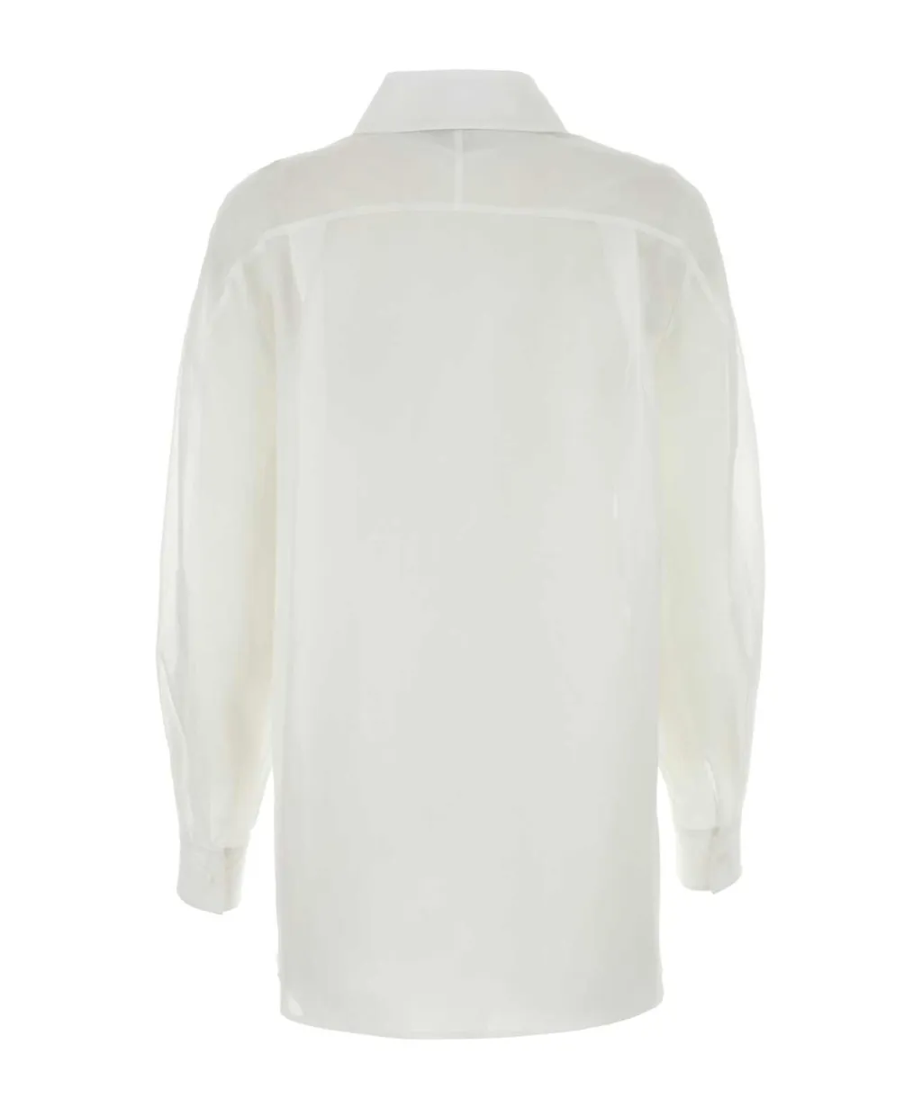 Semi-Sheer Curved Hem Shirt