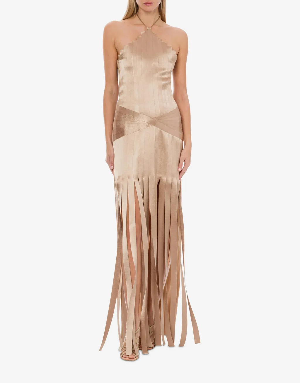 Pleated Sleeveless Halterneck Gown