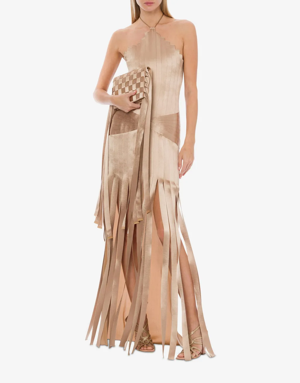 Pleated Sleeveless Halterneck Gown