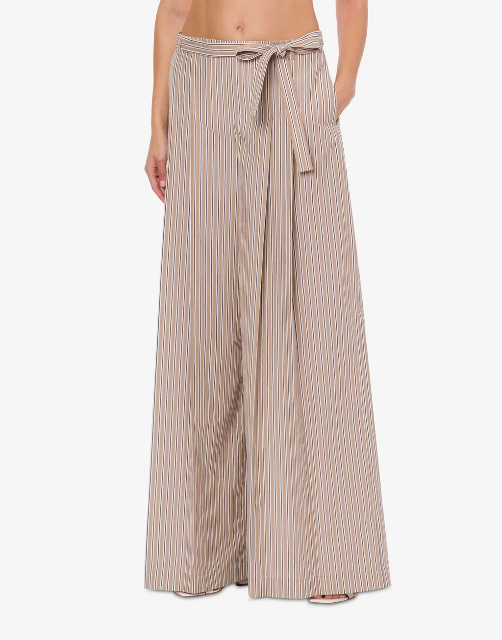 Striped Pleated Wide-Leg Trousers