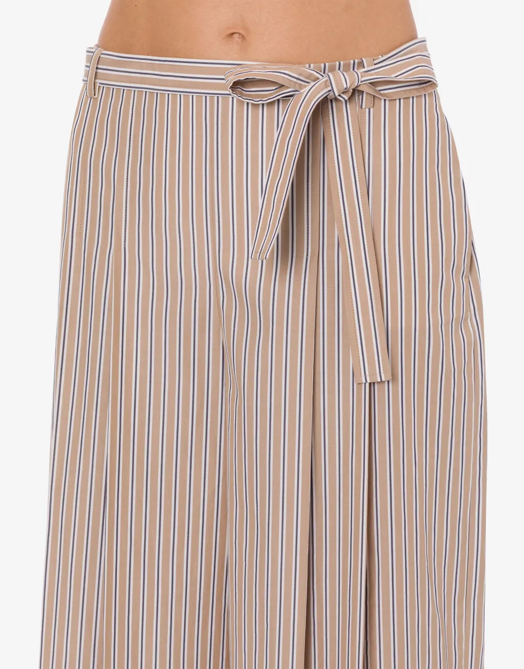 Striped Pleated Wide-Leg Trousers