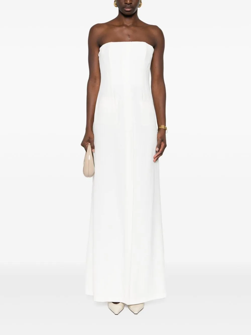Strapless Crepe Maxi Dress