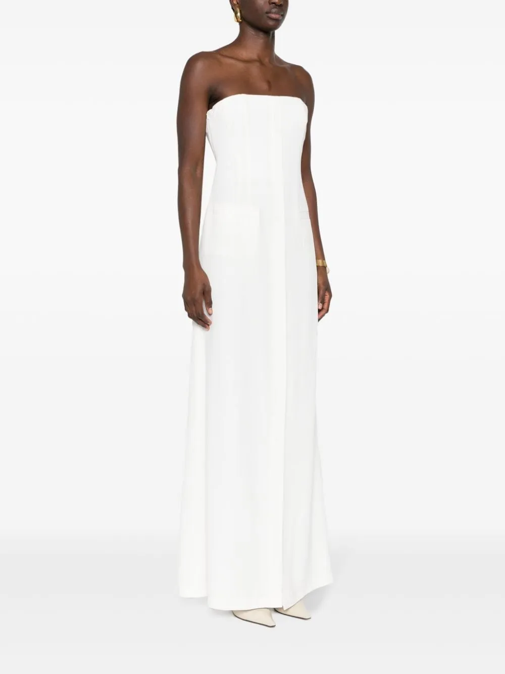 Strapless Crepe Maxi Dress
