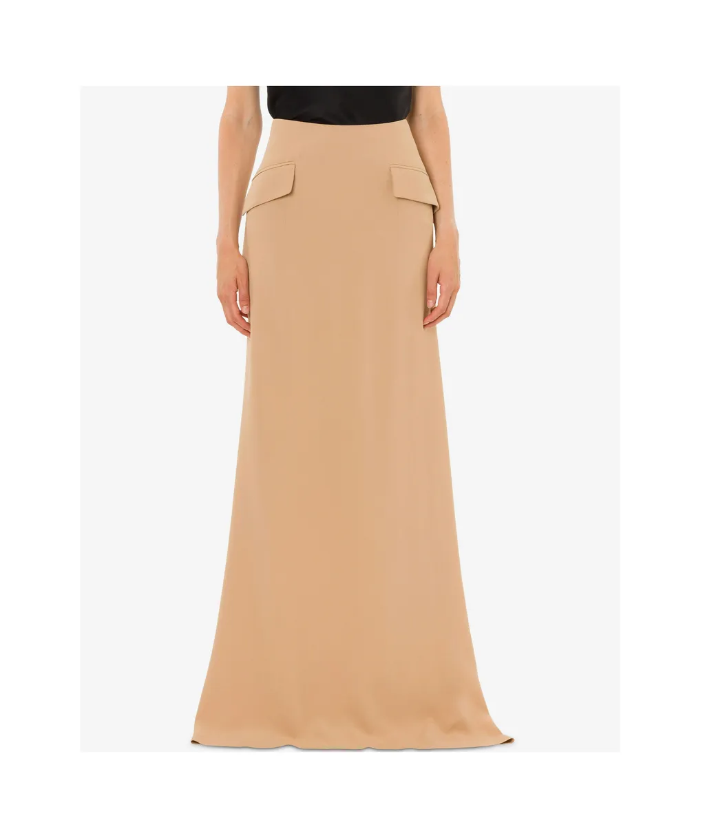 High-Waist Straight-Hem Satin Long Skirt