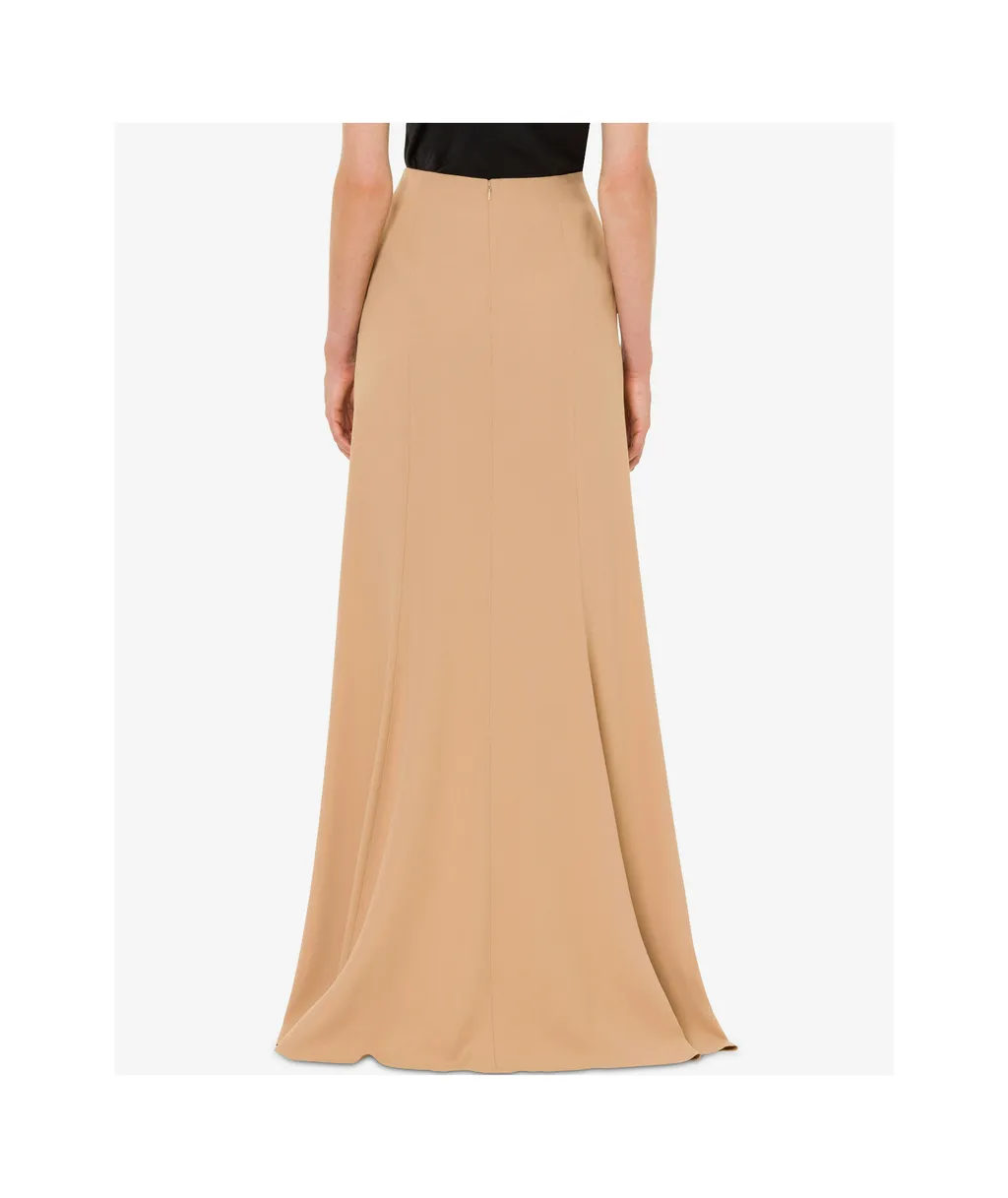 High-Waist Straight-Hem Satin Long Skirt