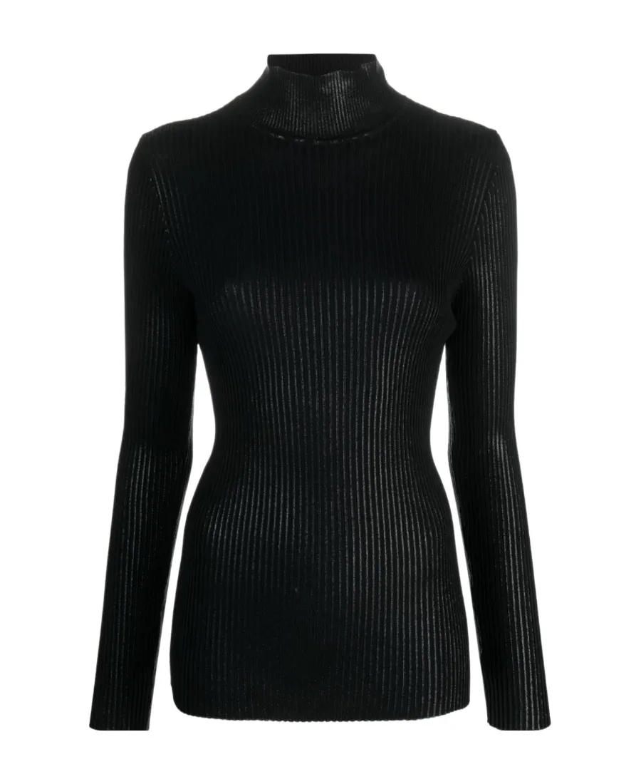 High-Neck Ribbed-Knit Jumper