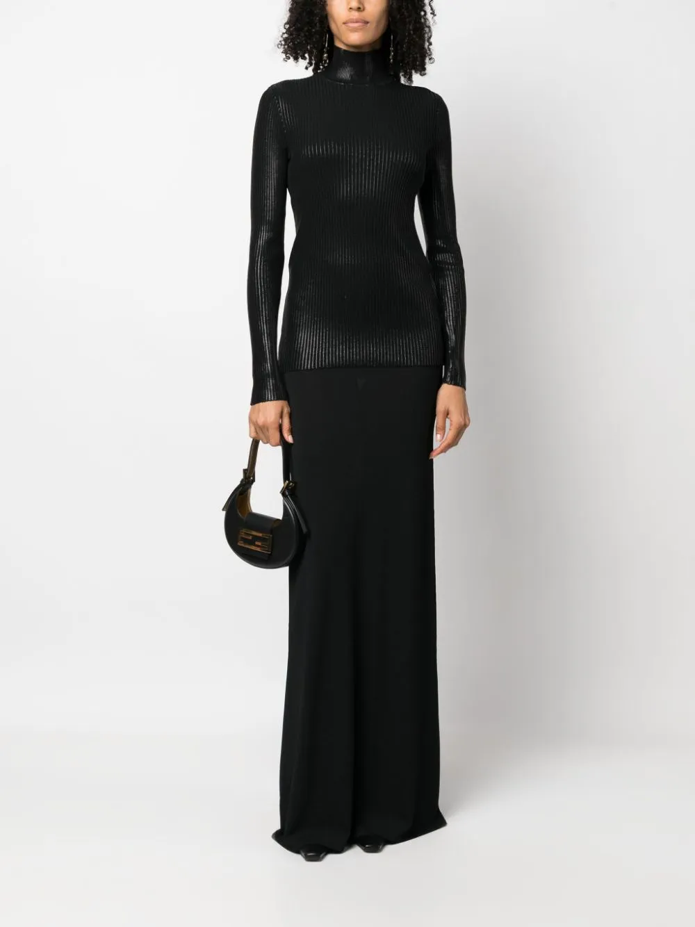 High-Neck Ribbed-Knit Jumper