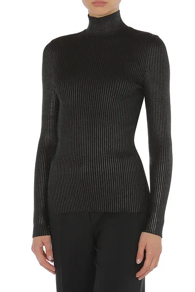 High-Neck Ribbed-Knit Jumper