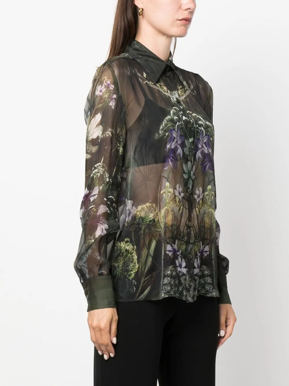 Floral-Printed Long-Sleeved Shirt