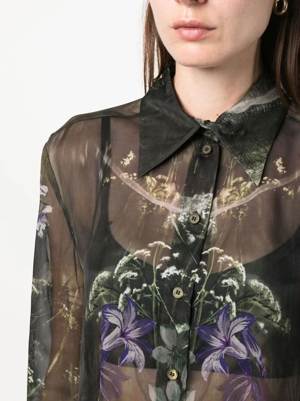 Floral-Printed Long-Sleeved Shirt
