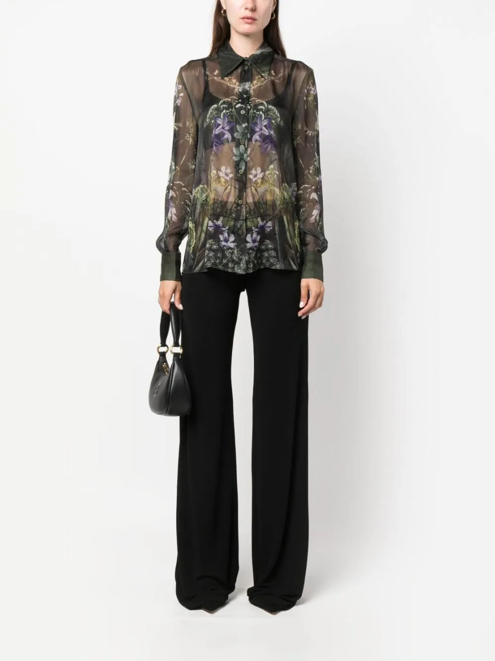 Floral-Printed Long-Sleeved Shirt