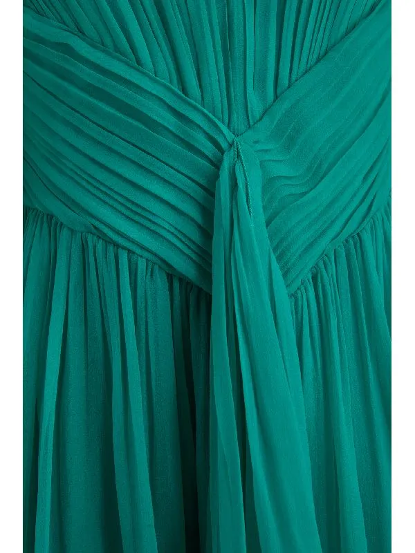 Pleated V-Neck Mini Dress