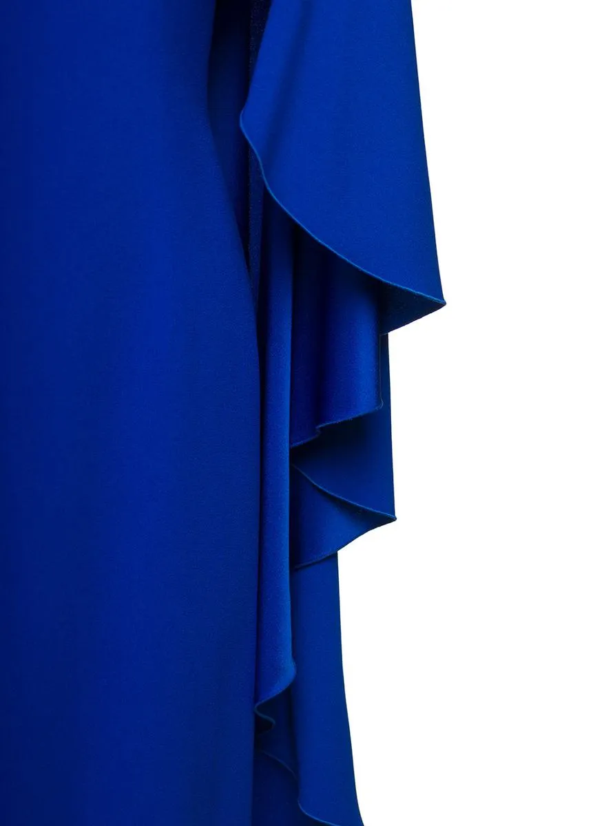 Ruffle-Detailed Cape Design Dress
