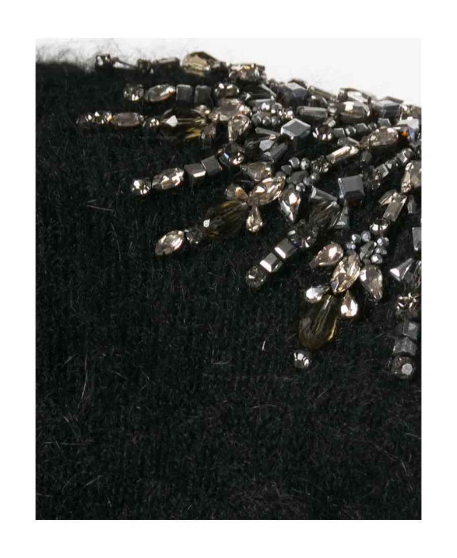 Rabbit Hair Crystal Inlaid Pullover