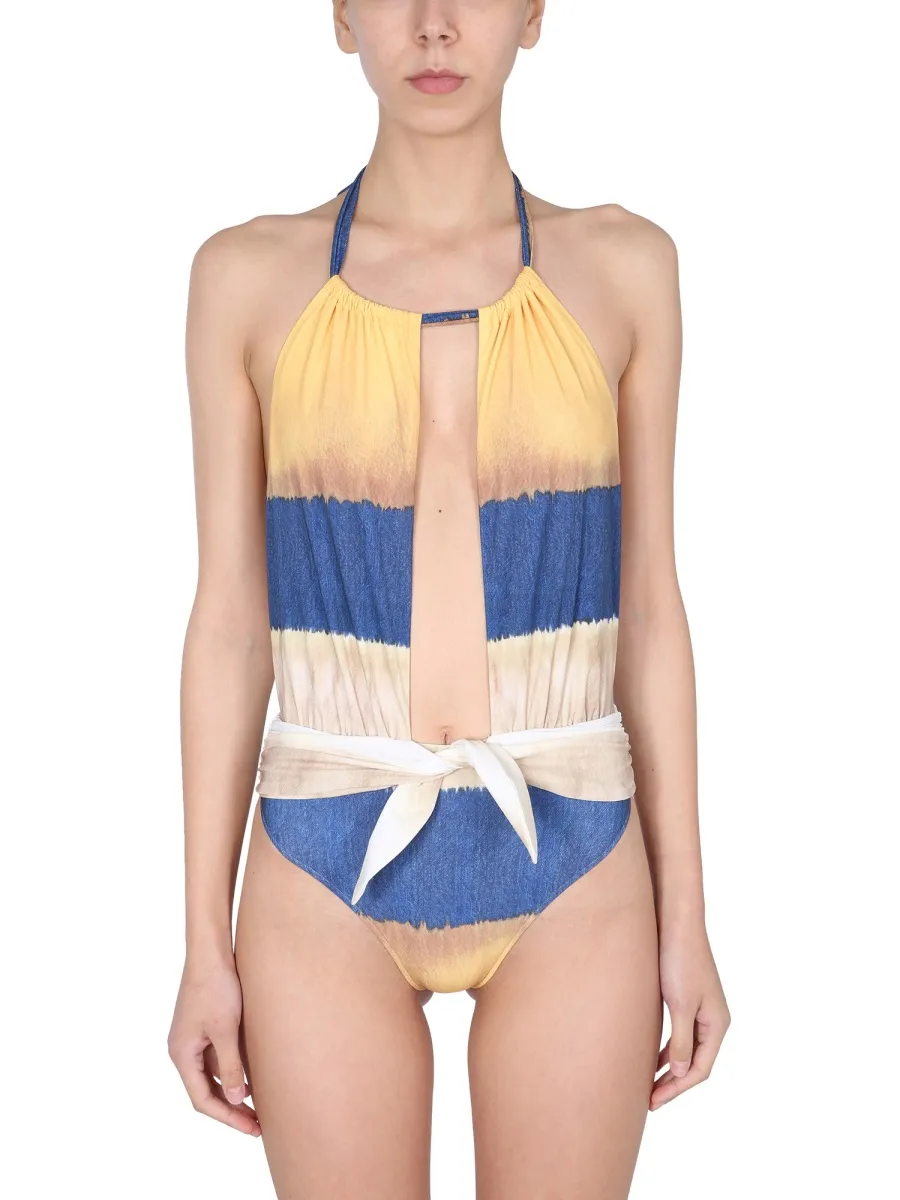 Tie Dye Print Halterneck Swimsuit