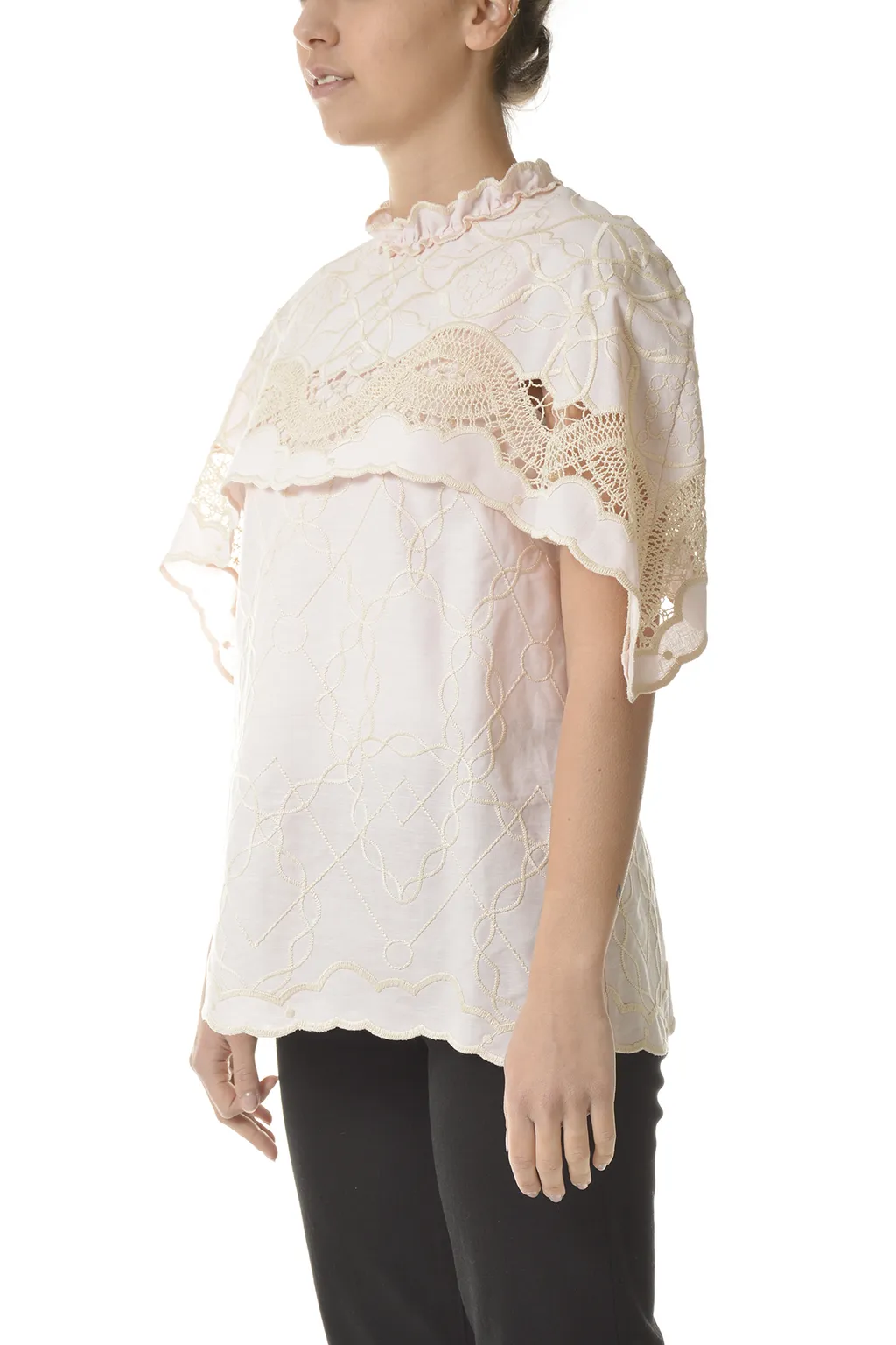 Embroidered Short-Sleeve Blouse