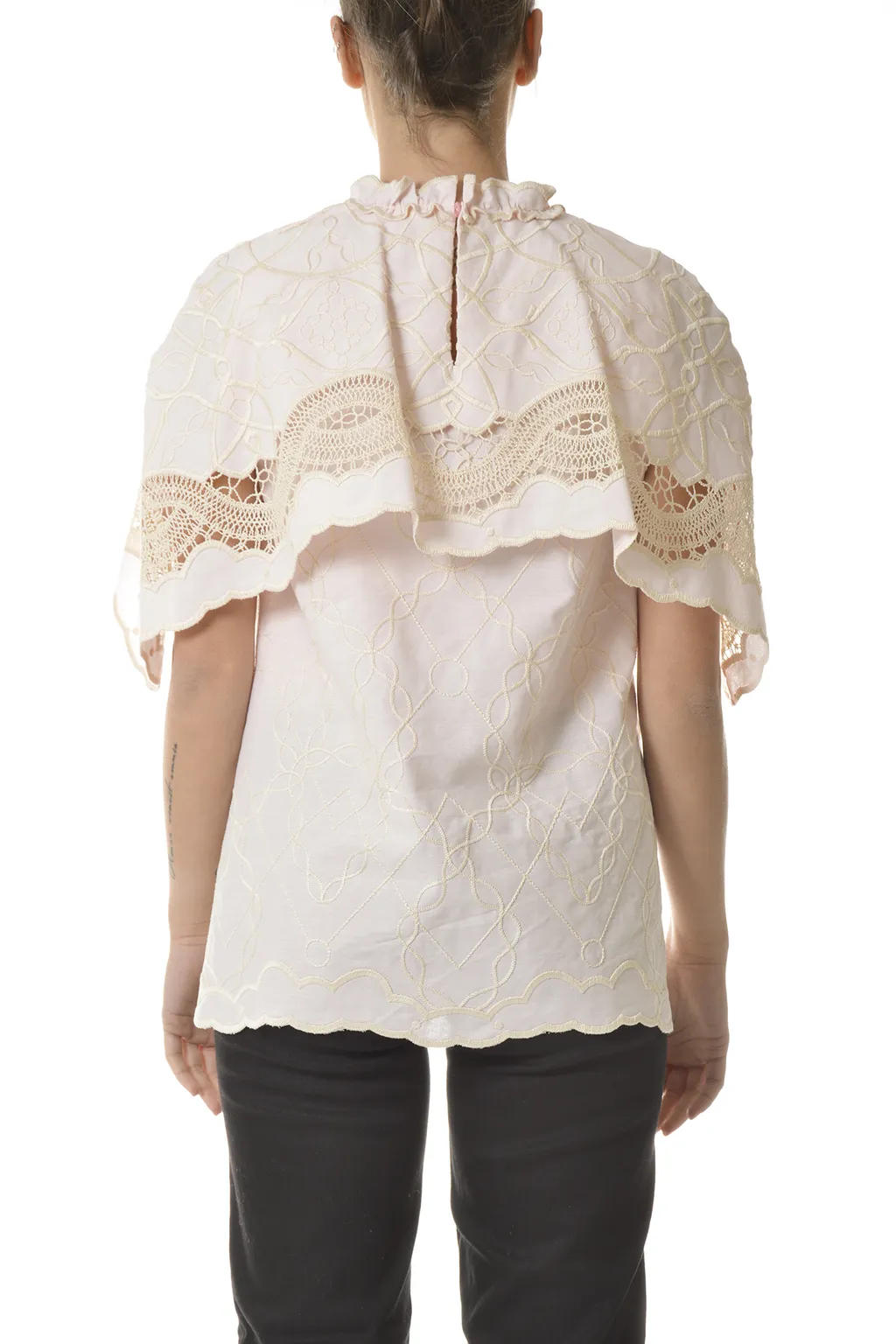 Embroidered Short-Sleeve Blouse