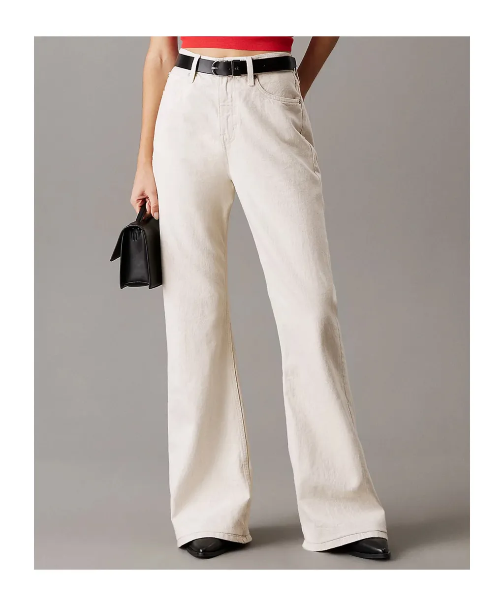 Relaxed Flared Linen Blend Jeans
