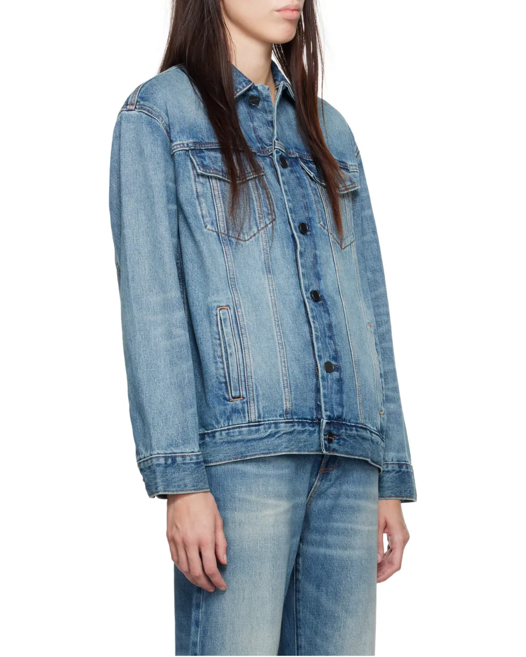 Single-Breasted Denim Coat