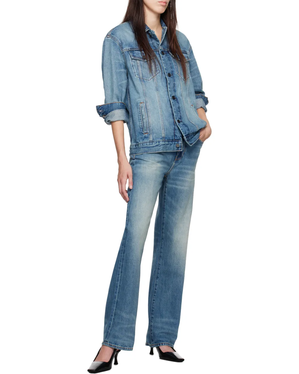 Single-Breasted Denim Coat