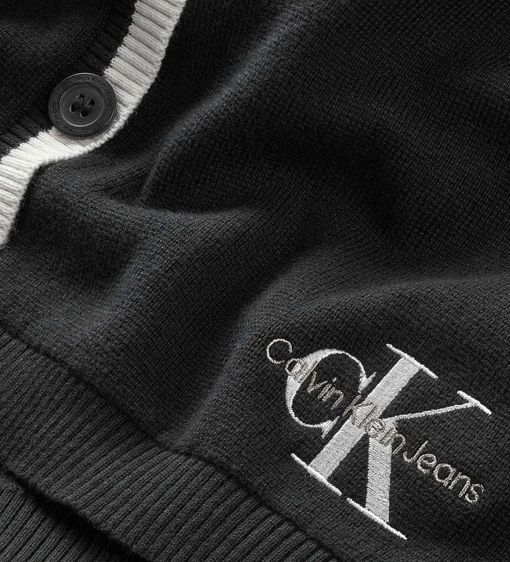 Logo-Embroidered Contrasting-Trim Cardigan