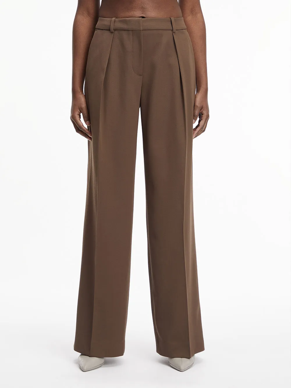 Wool Wide-Leg Casual Pants
