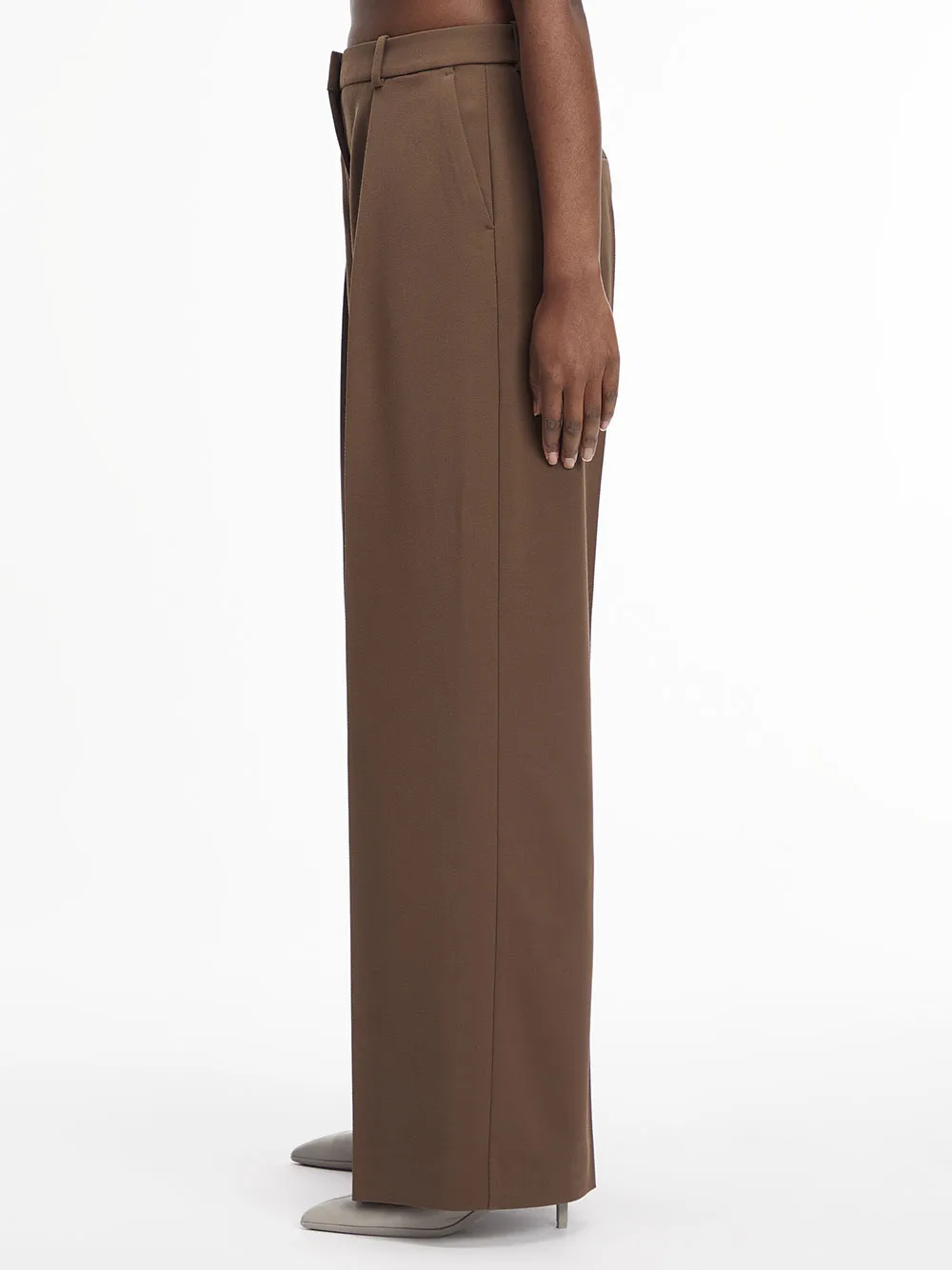 Wool Wide-Leg Casual Pants