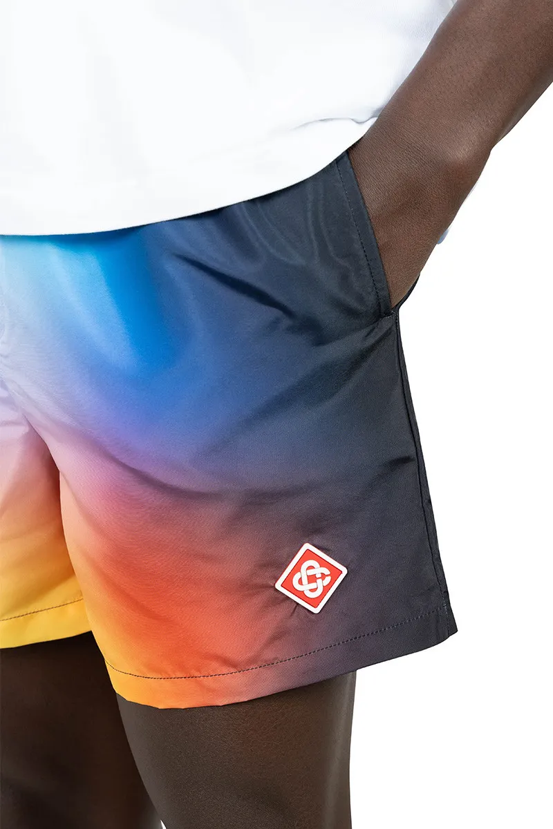 Gradient-Effect Logo Patch Swim Shorts