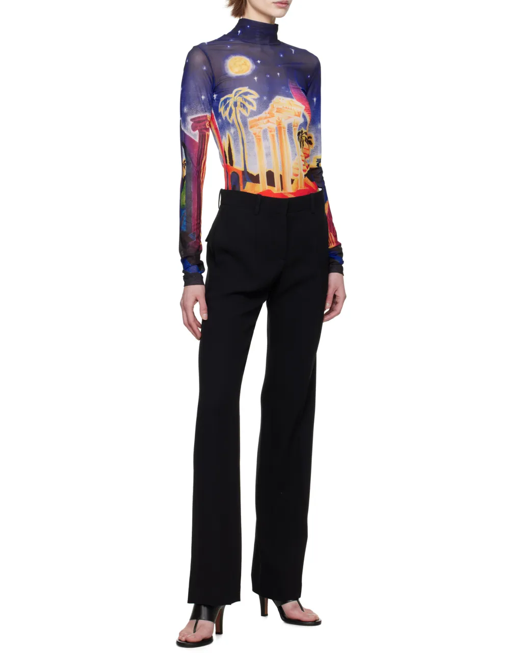 Graphic Printed High-Neck Top