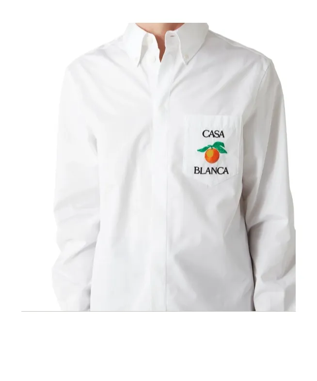 Orange Embroidered Long-Sleeved Shirt