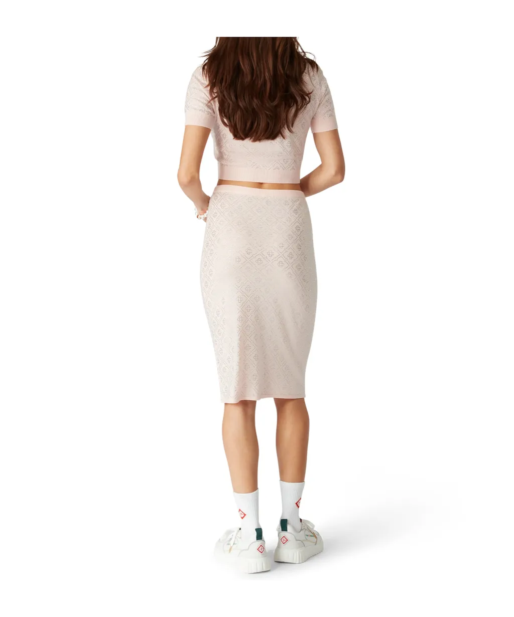 Crystal Letter Knitted Wool Polo Shirt