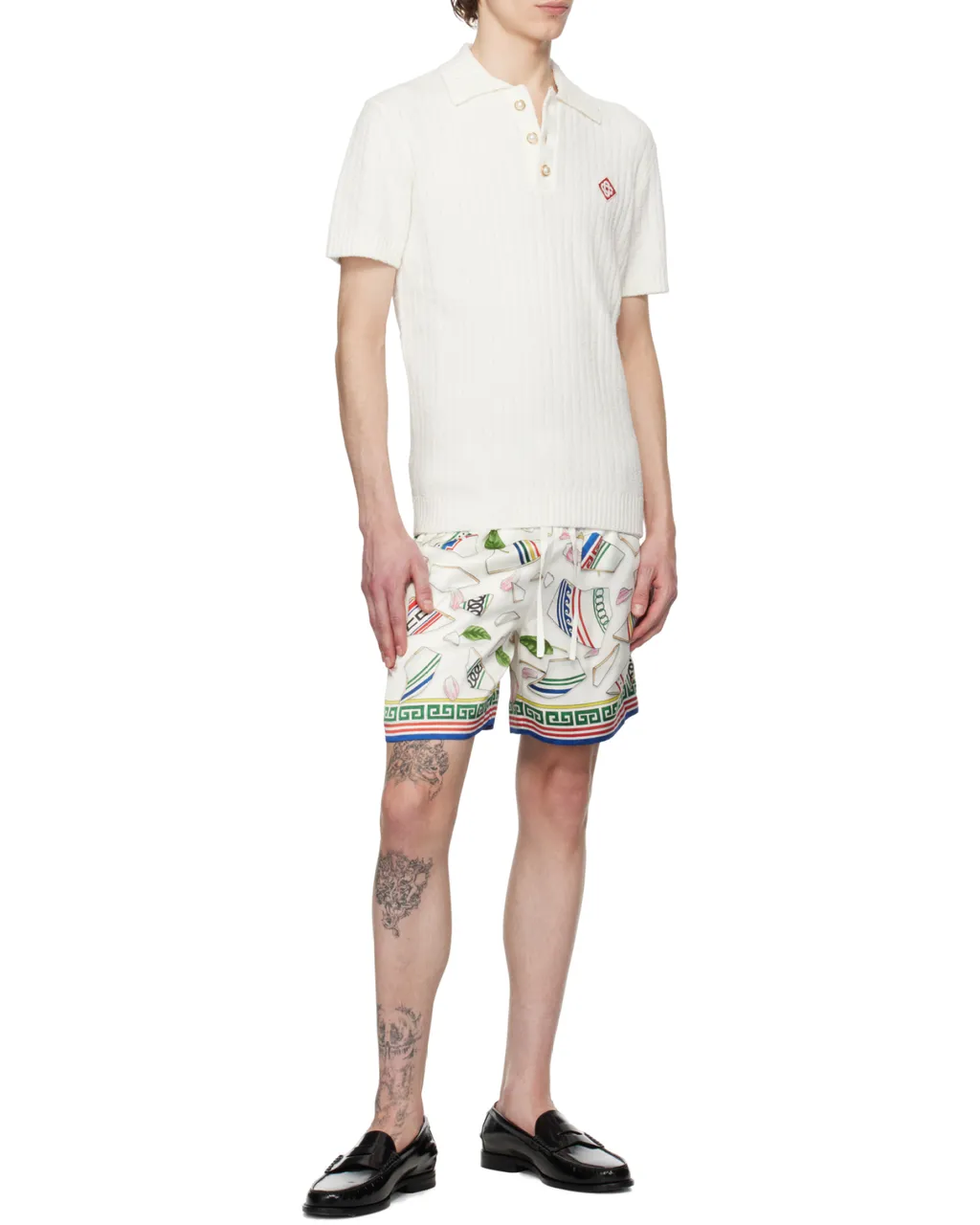 Graphic Printed Drawstring Bermuda Shorts