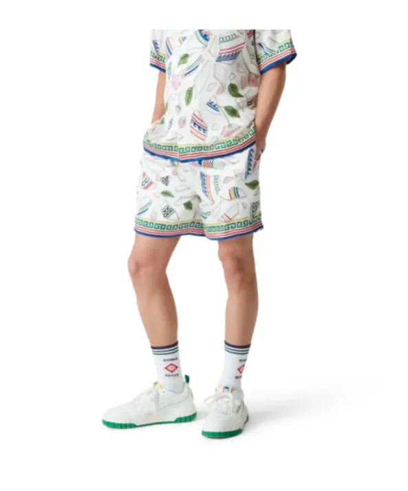 Graphic Printed Drawstring Bermuda Shorts