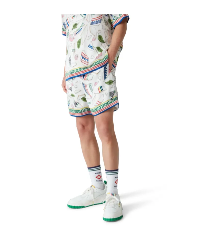 Graphic Printed Drawstring Bermuda Shorts