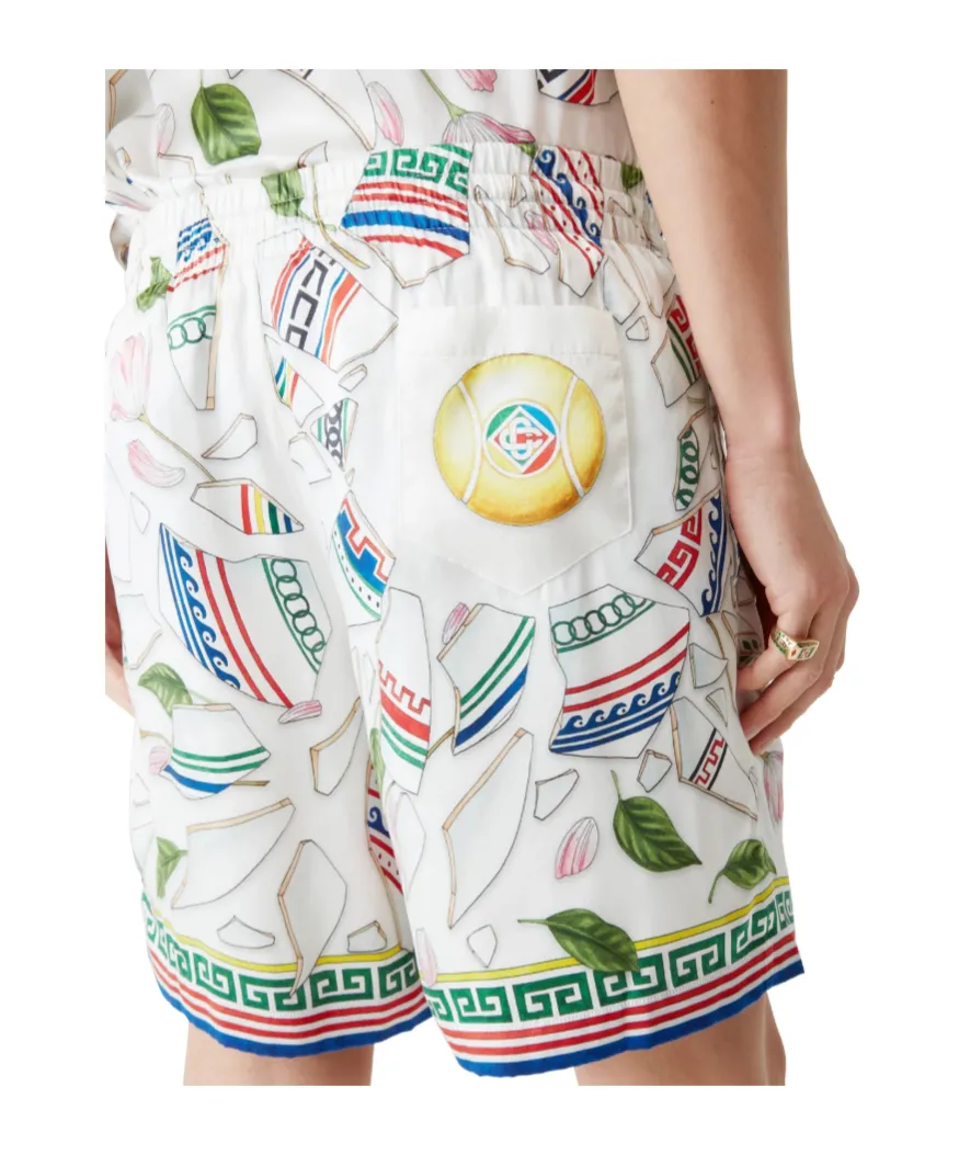 Graphic Printed Drawstring Bermuda Shorts