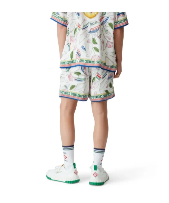 Graphic Printed Drawstring Bermuda Shorts