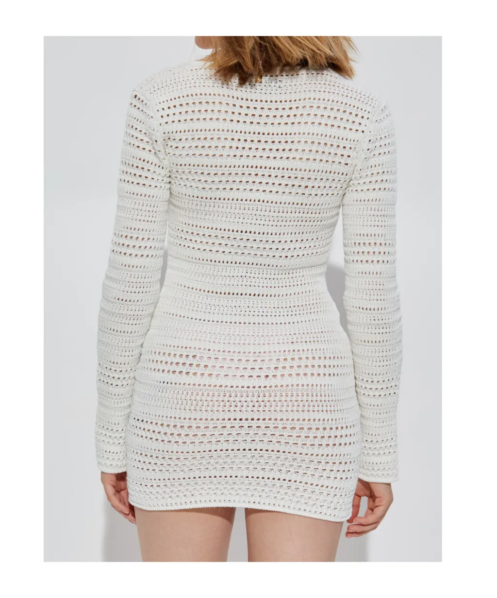 Open-Knit Long-Sleeve Dress